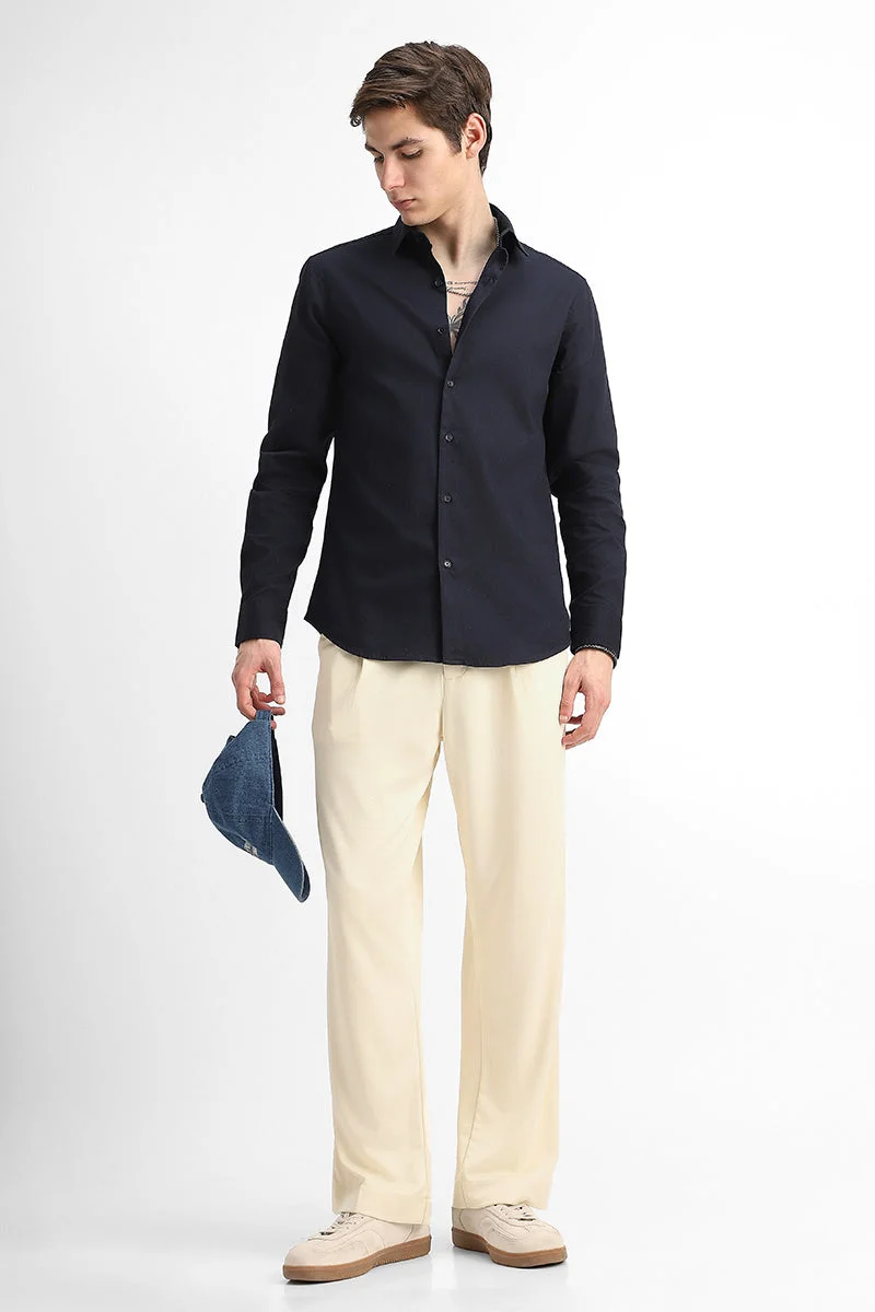 Snitch Cream Loose Fit Stretch Trousers for Men | Best Price UAE